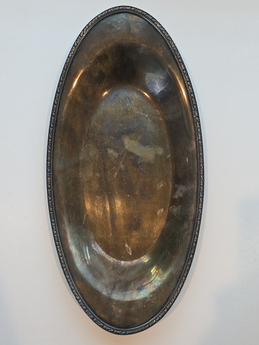 Vintage silver-plated oval serving bowl from the Arbor pattern Wm.A.Rogers